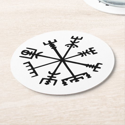 Vegvísir(バイキングコンパス) ラウンドペーパーコースター (アングル)