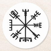 Vegvísir(バイキングコンパス) ラウンドペーパーコースター (正面)