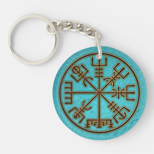 Vegvisir。 魔法の運行バイキングのコンパス キーホルダー (正面)