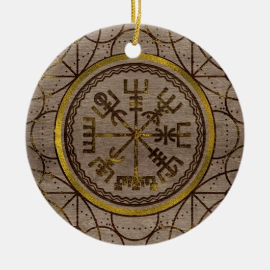 Vegvisir。 魔法の運行バイキングのコンパス セラミックオーナメント (正面)