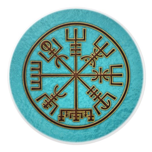 Vegvisir。 魔法の運行バイキングのコンパス セラミックノブ (正面)