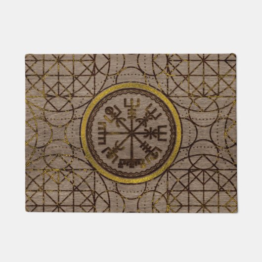 Vegvisir。 魔法の運行バイキングのコンパス ドアマット (正面)
