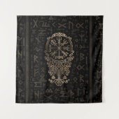 Vegvisir - Futharkパターンのバイキングのコンパス タペストリー (正面)