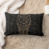 Vegvisir - Futharkパターンのバイキングのコンパス ランバークッション (ブランケット)
