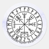 Vegvisir Viking Compass Symbol Design ラウンドシール (正面)