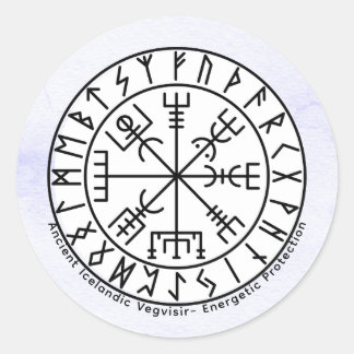 Vegvisir Viking Compass Symbol Design ラウンドシール
