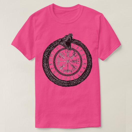 Vegvisir with Ouroboros and runes Tシャツ (デザイン正面)