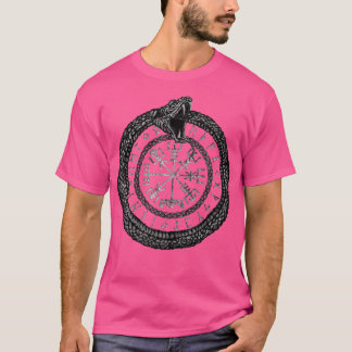 Vegvisir with Ouroboros and runes Tシャツ