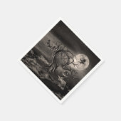 Vegvisrツリームーンランドスケープ – sepia スタンダードカクテルナプキン (角)