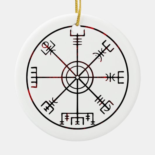 Vegvisr Icelandic保護ルーン セラミックオーナメント (正面)
