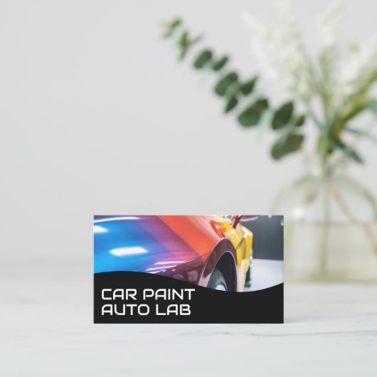 Vehicle in Paint Booth | Auto Care Services 名刺 (スタンド正面)