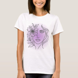 Veiled Bloom – Soft Spiritual Feminine Line Art Tシャツ