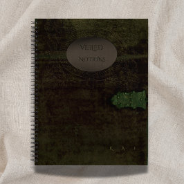 Veiled Notions: Dark Academia Moss Velvet Journal ノートブック