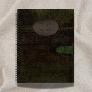 Veiled Notions: Dark Academia Moss Velvet Journal ノートブック