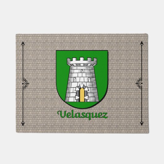 Velasquez Historical Shield on Cobblestone ドアマット (正面)