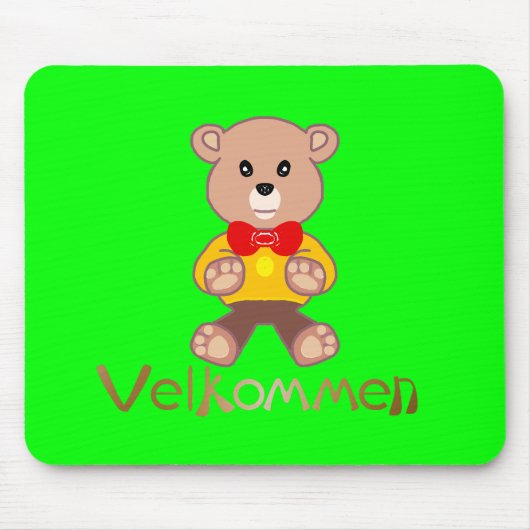 Velkommen Bear Apple Green Welcome マウスパッド (正面)