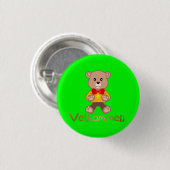 Velkommen Bear Apple Green Welcome   缶バッジ (正面&裏面)