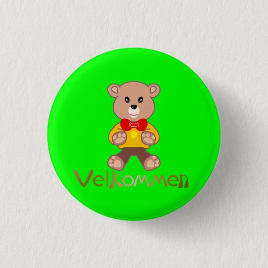 Velkommen Bear Apple Green Welcome   缶バッジ (正面)