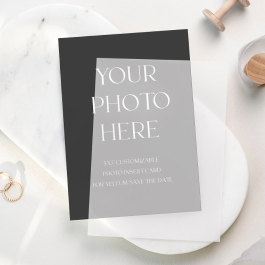 Vellumのモダン写真の挿入カード日付を保存 招待状