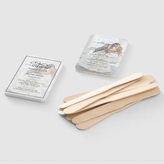 Vellumエフェクトフェイクオーバーレイフォト結婚式 プログラム ハンドファン (組立なし)