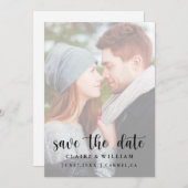 Vellumエフェクト垂直方向の写真日付カードの保存 セーブザデート (正面/裏面)