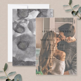 Vellumエレガントオーバーレイ水彩写真結婚の 招待状