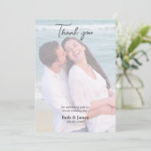 Vellumエレガント写真フェイクビーチ結婚式ありがとう サンキューカード (スタンド正面)
