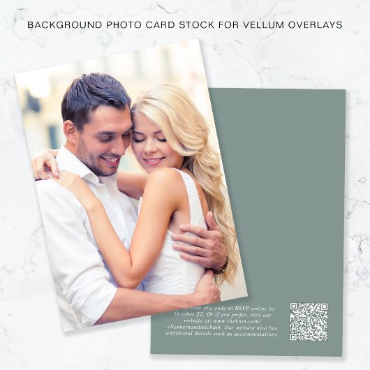 Vellumオーバーレイの写真QRコードセージ背景 招待状