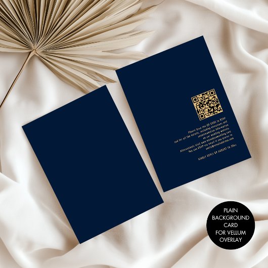 VellumオーバーレイのPlain Navy Blue背景 招待状
