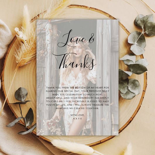 Vellumオーバーレイフォトラブ&感謝していブライダルシャワー サンキューカード