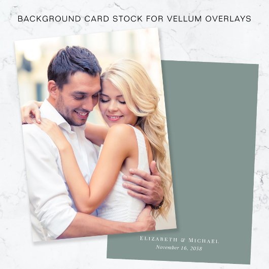 Vellumオーバーレイ用シックな写真のセージ背景 招待状