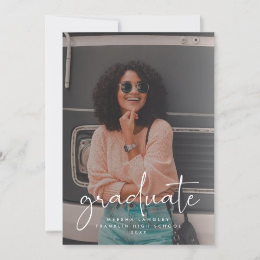 Vellumカジュアル写フェイク真の卒業スクリプト 案内状 (正面)