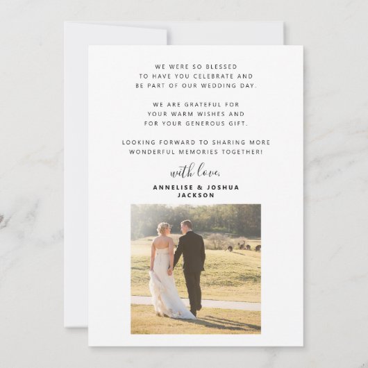 vellumカー結婚ド感謝していには2枚の写真を使用 サンキューカード (裏面)