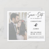 Vellumスクリプエレガントト写真結婚式の日付を保存 (正面/裏面)