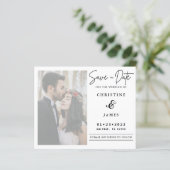 Vellumスクリプエレガントト写真結婚式の日付を保存 (スタンド正面)