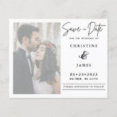 Vellumスクリプエレガントト写真結婚式の日付を保存 (正面)