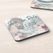 Vellumフェイクフローラ写真結婚の結び目 コースター (左側)