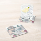 Vellumフェイクフローラ写真結婚の結び目 スクエアペーパーコースター (インサイチュ)