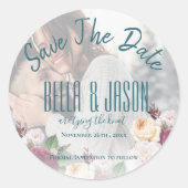 Vellumフェイクフローラ写真結婚の結び目 ラウンドシール (正面)