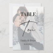Vellumフェイク写真結婚の10テーブル番号 サンキューカード (正面)