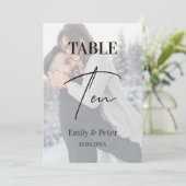 Vellumフェイク写真結婚の10テーブル番号 サンキューカード (スタンド正面)