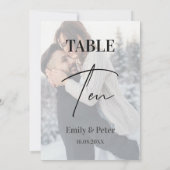 Vellumフェイク写真結婚の10テーブル番号 サンキューカード (裏面)