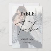 Vellumフェイク写真結婚の12テーブル番号 サンキューカード (正面)