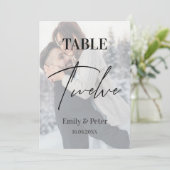 Vellumフェイク写真結婚の12テーブル番号 サンキューカード (スタンド正面)