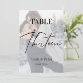 Vellumフェイク写真結婚の13テーブル番号 サンキューカード (スタンド正面)