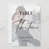 Vellumフェイク写真結婚の13テーブル番号 サンキューカード (裏面)