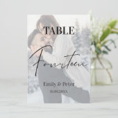 Vellumフェイク写真結婚の14テーブル番号 サンキューカード (スタンド正面)