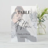 Vellumフェイク写真結婚の15テーブル番号 サンキューカード (スタンド正面)