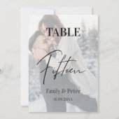 Vellumフェイク写真結婚の15テーブル番号 サンキューカード (裏面)