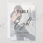 Vellumフェイク写真結婚の8つの表の番号 サンキューカード (正面)